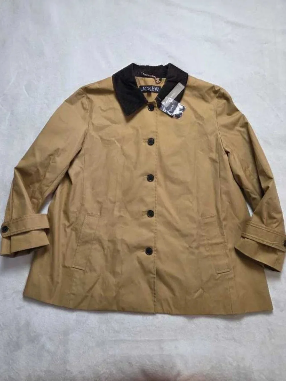 L (w flaw) J.Crew Barn Jacket in cotton canvas with corduroy collar Honey Brown